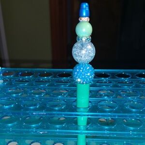 Blue and Green Beaded Pen